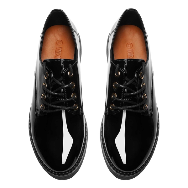 Classic Lace-Up Oxford Shoes - BLACK PAT - 3